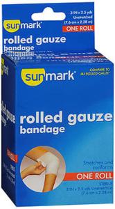 Sunmark Rolled Gauze Bandage 3 Inches X 2.5 Yards - Each