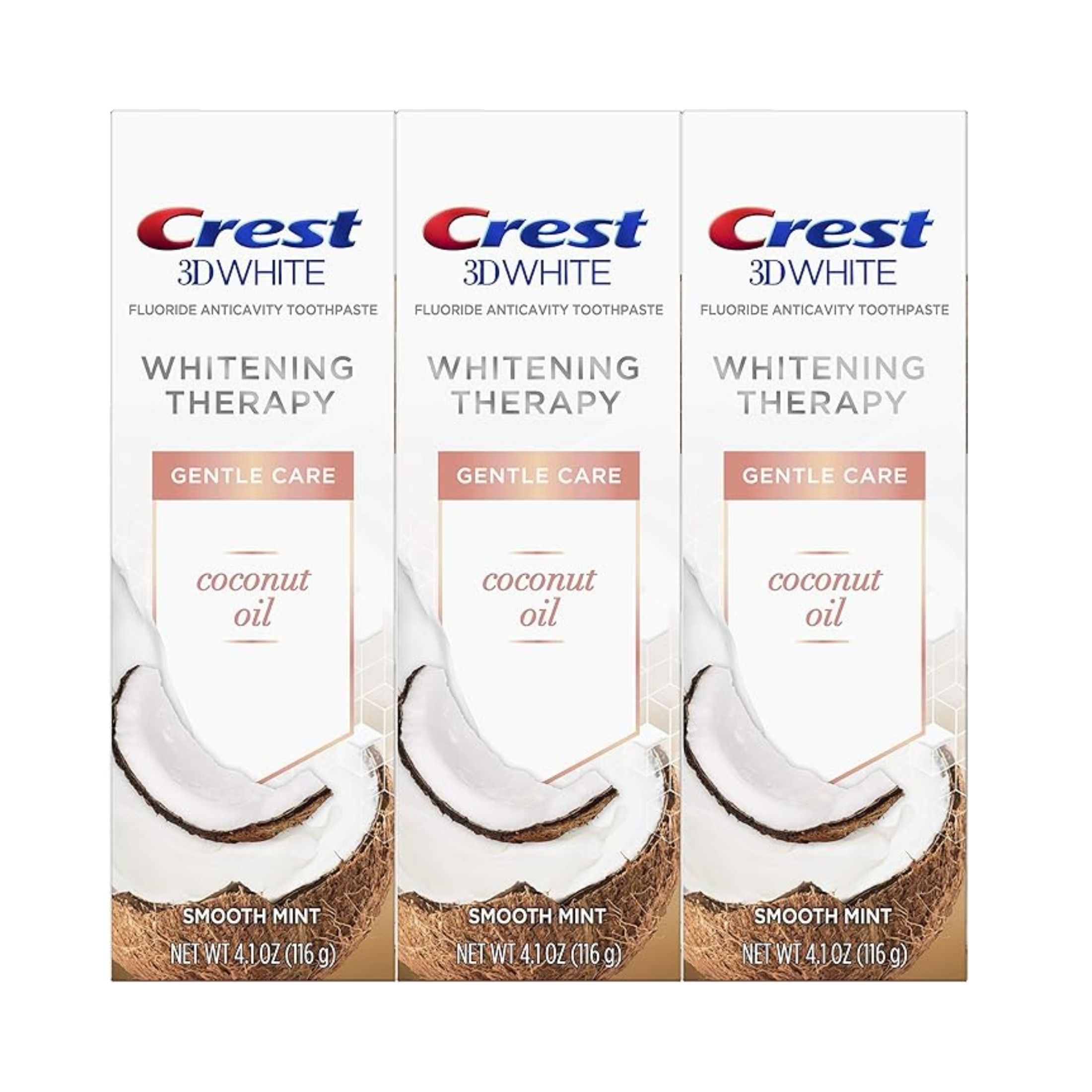 Crest 3D White Toothpaste, Fluoride Anticavity, Coconut Oil, Whitening Therapy, Smooth Mint