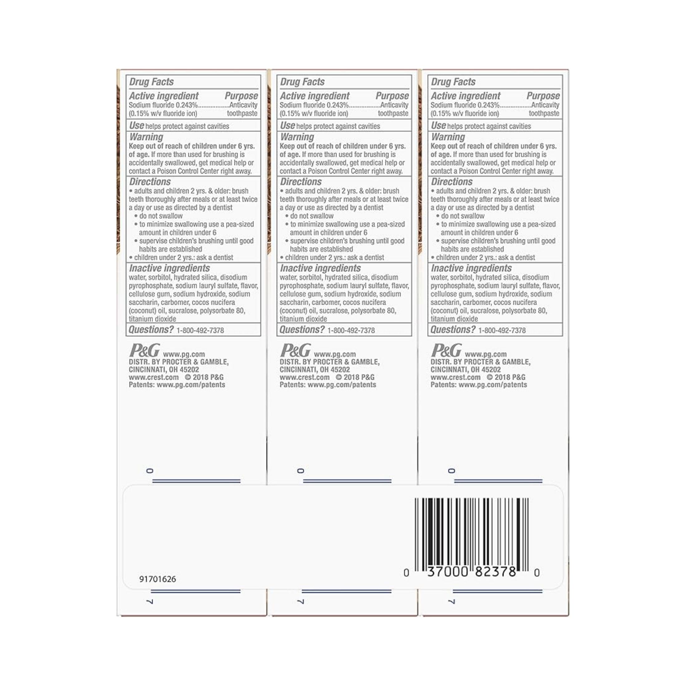 Crest 3D White Toothpaste, Fluoride Anticavity, Coconut Oil, Whitening Therapy, Smooth Mint
