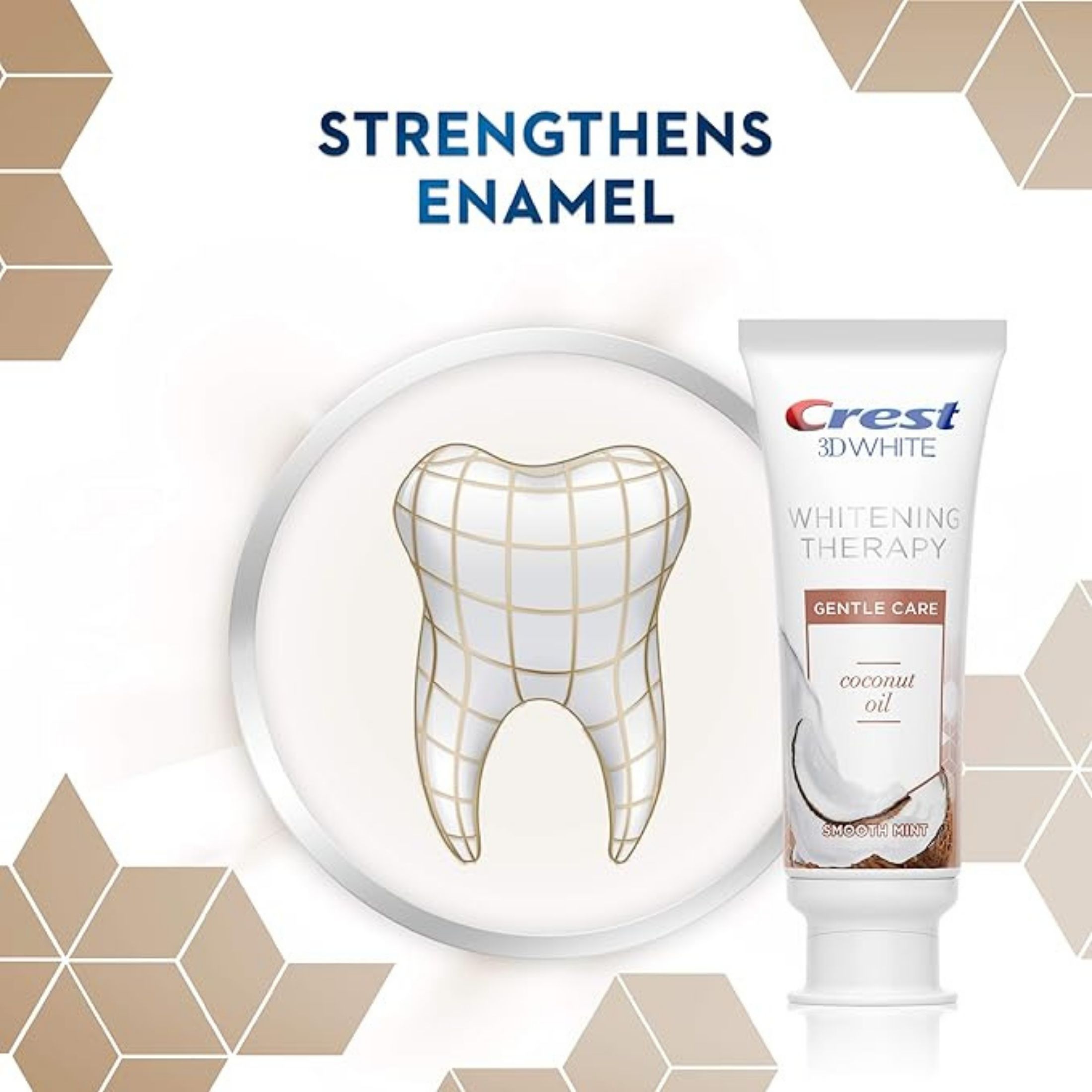 Crest 3D White Toothpaste, Fluoride Anticavity, Coconut Oil, Whitening Therapy, Smooth Mint