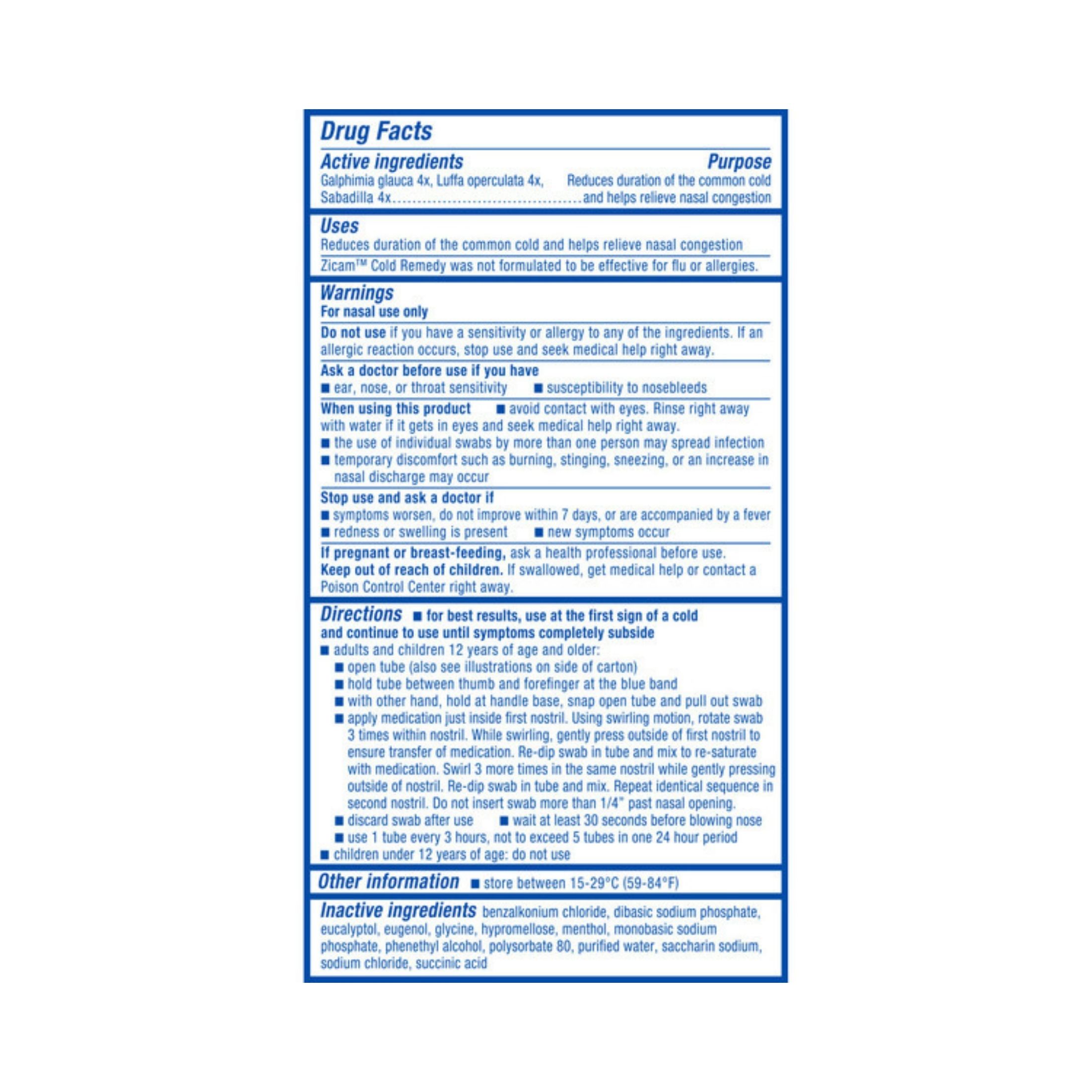 Zicam Cold Remedy, Medicated Nasal Swabs, 20 Single-Use Swabs