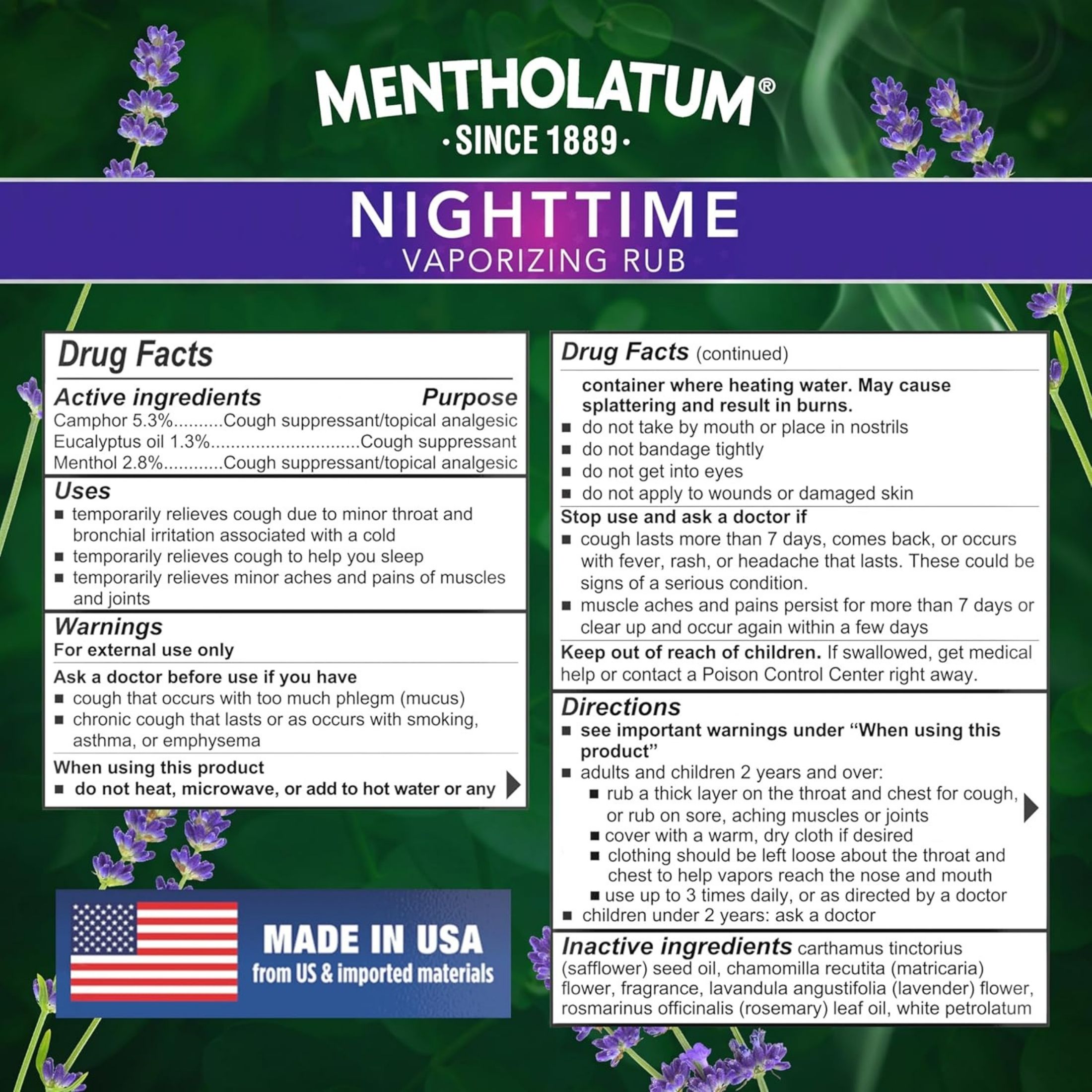 Mentholatum Nighttime Vaporizing Rub Maximum Strength Cough Relief