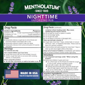 Mentholatum Nighttime Vaporizing Rub Maximum Strength Cough Relief