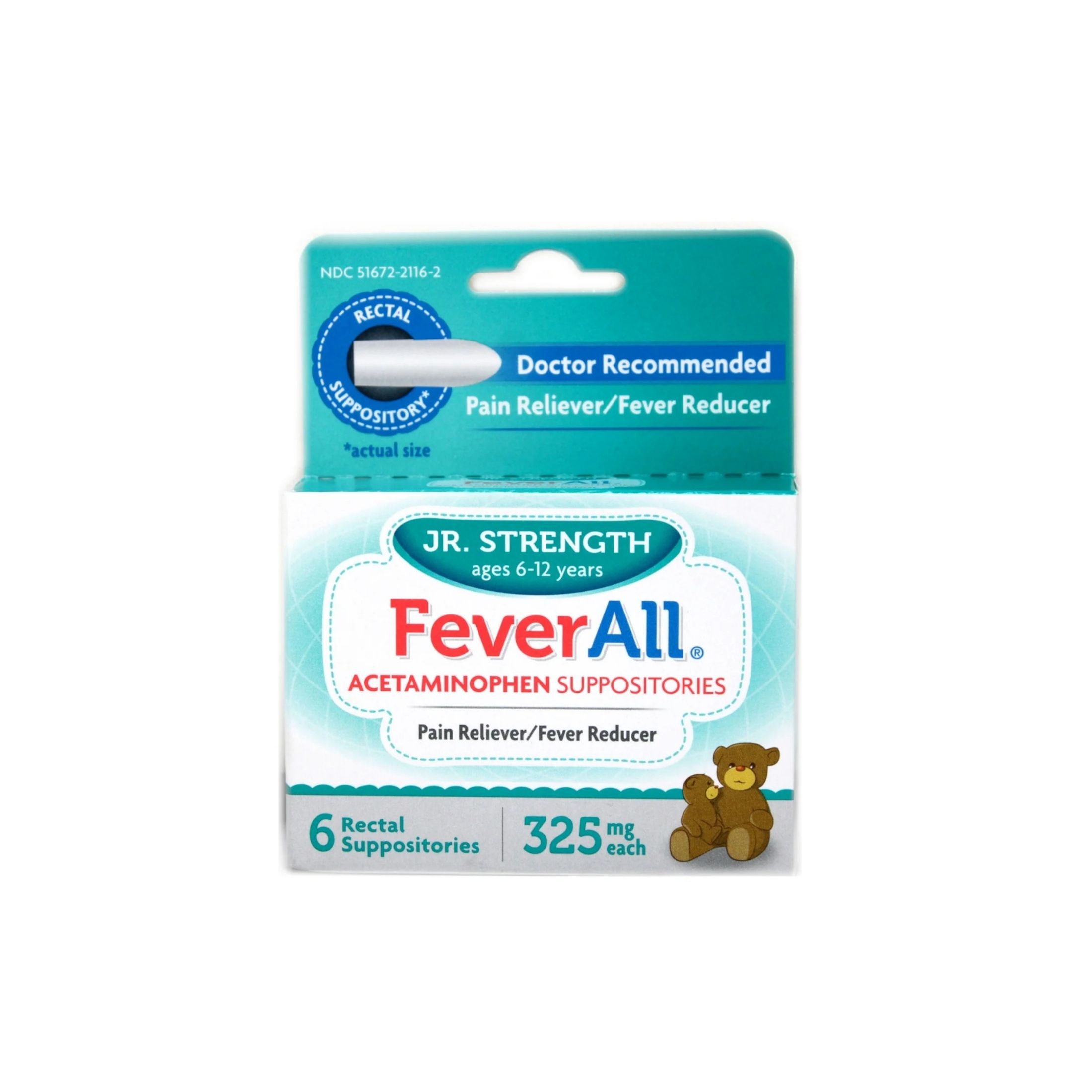 Fever All Jr. Strength Acetaminophen Suppositories 325 Mg