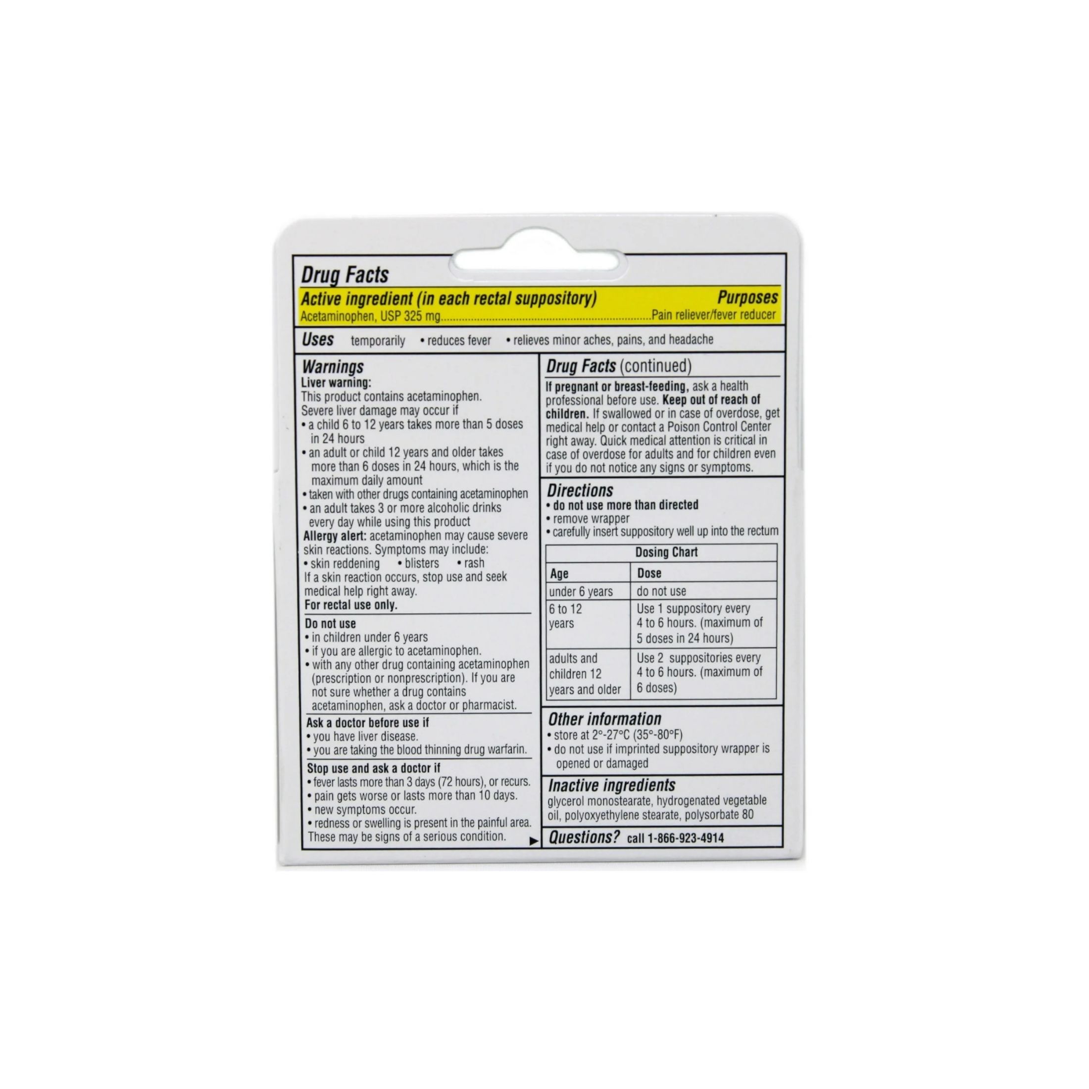 Fever All Jr. Strength Acetaminophen Suppositories 325 Mg