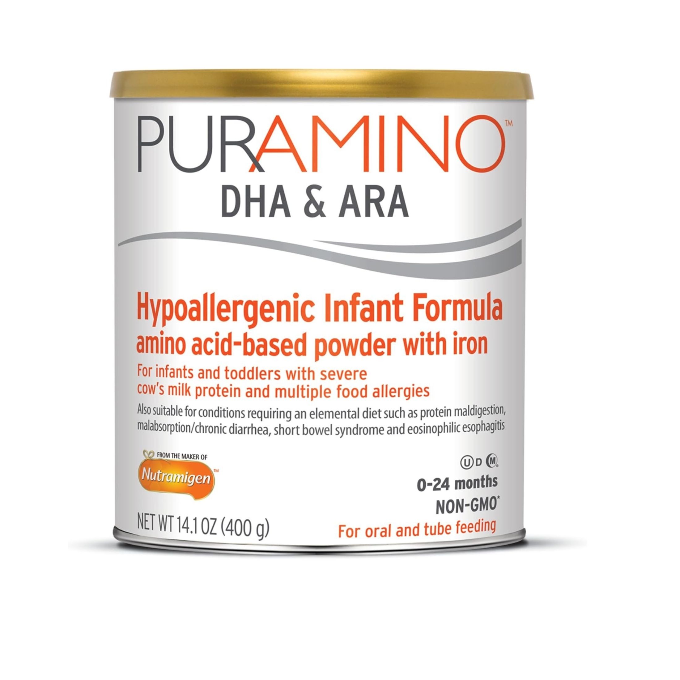 Puramino Infant Formula, Hypoallergenic, 0-24 Months 14.1 Oz