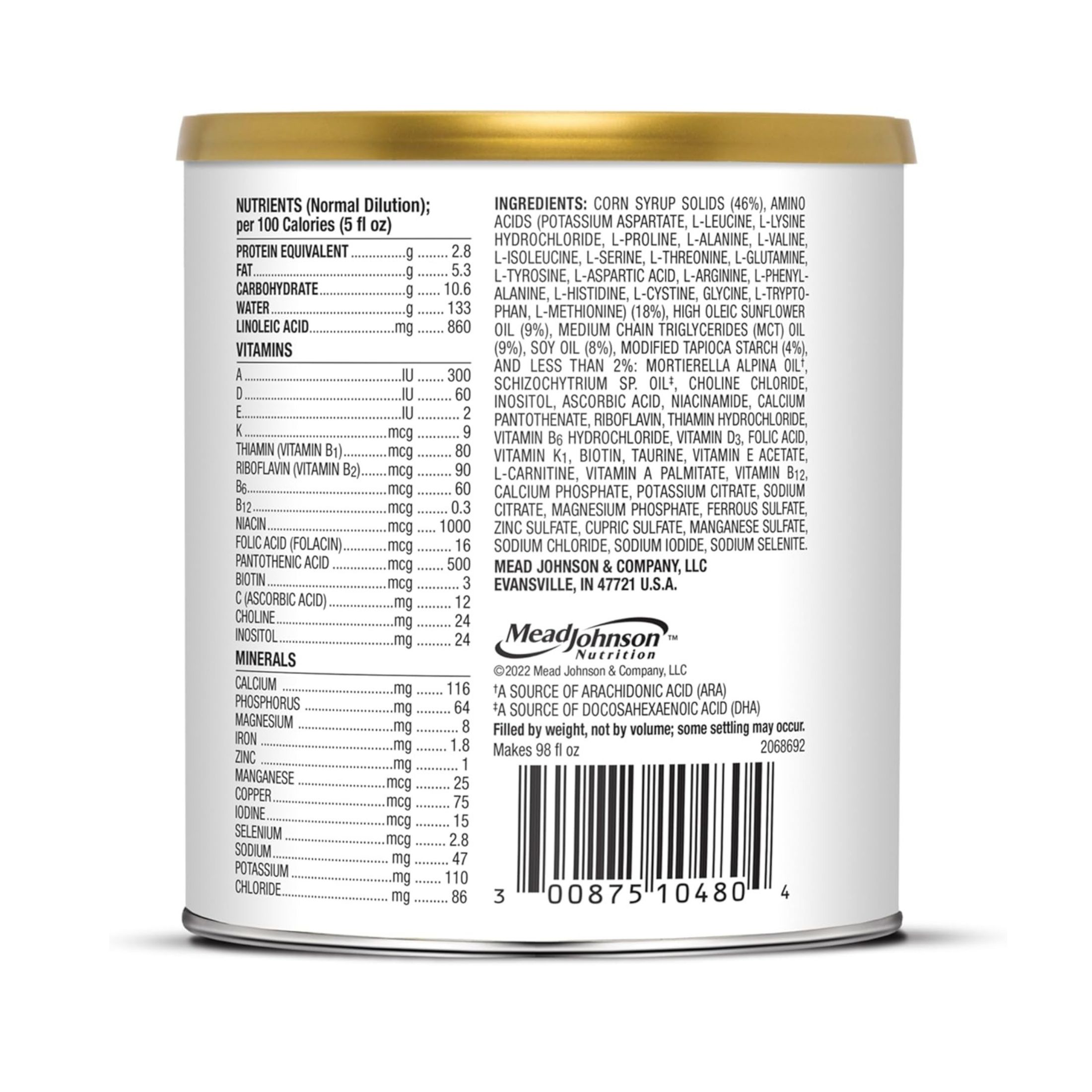 Puramino Infant Formula, Hypoallergenic, 0-24 Months 14.1 Oz