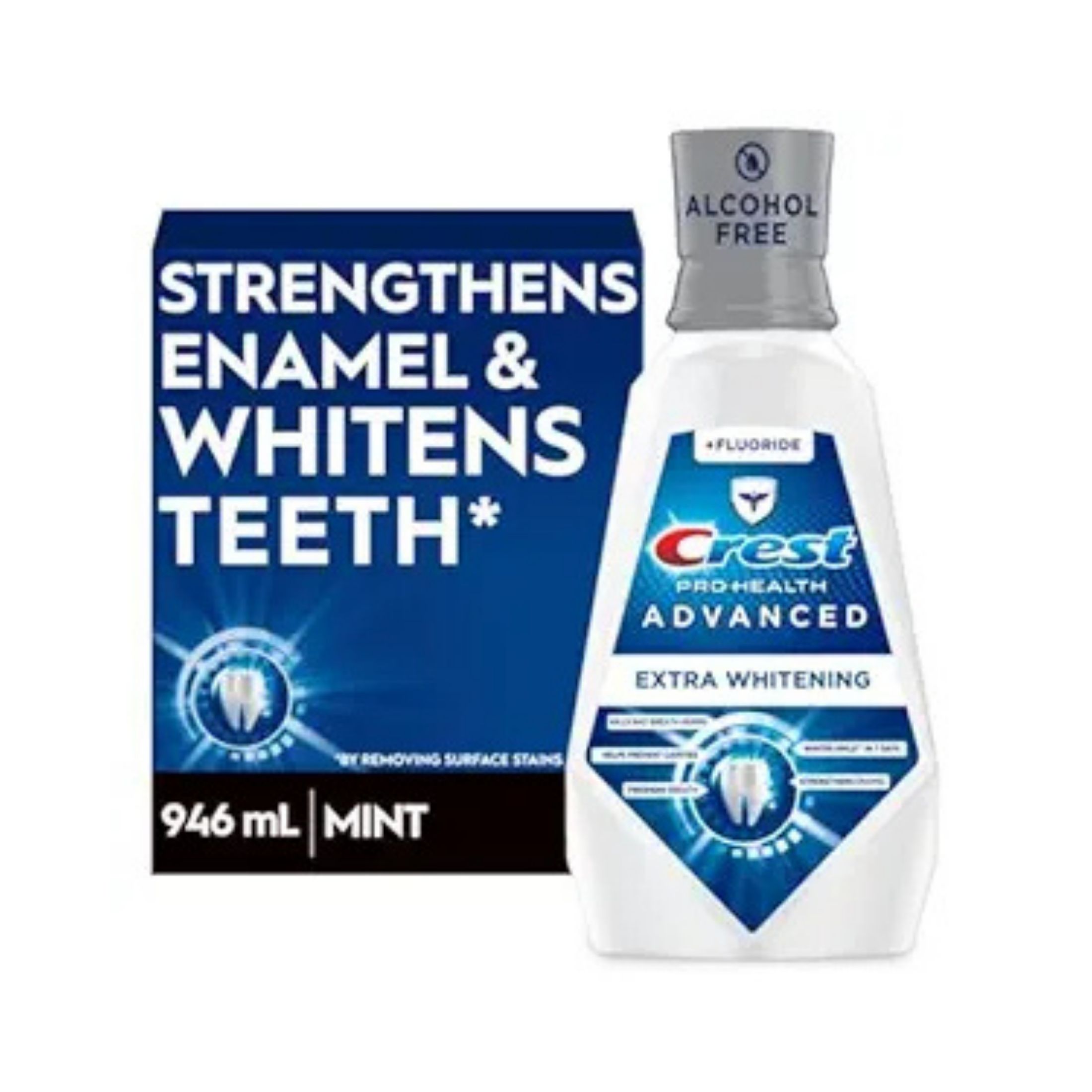 Crest Pro-Health Advanced Mouthwash, Alcohol Free, Extra Whitening, Energizing Mint Flavor, 946 mL (32 Fl Oz)