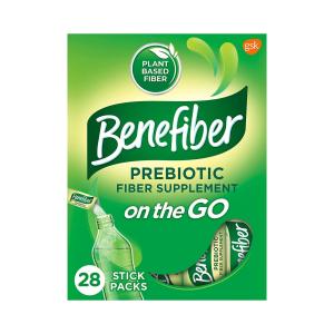 Benefiber On The Go Prebiotic Fiber Supplement Powder, Unflavored Powder Stick Packs – 28 Sticks