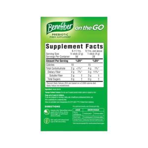 Benefiber On The Go Prebiotic Fiber Supplement Powder, Unflavored Powder Stick Packs – 28 Sticks