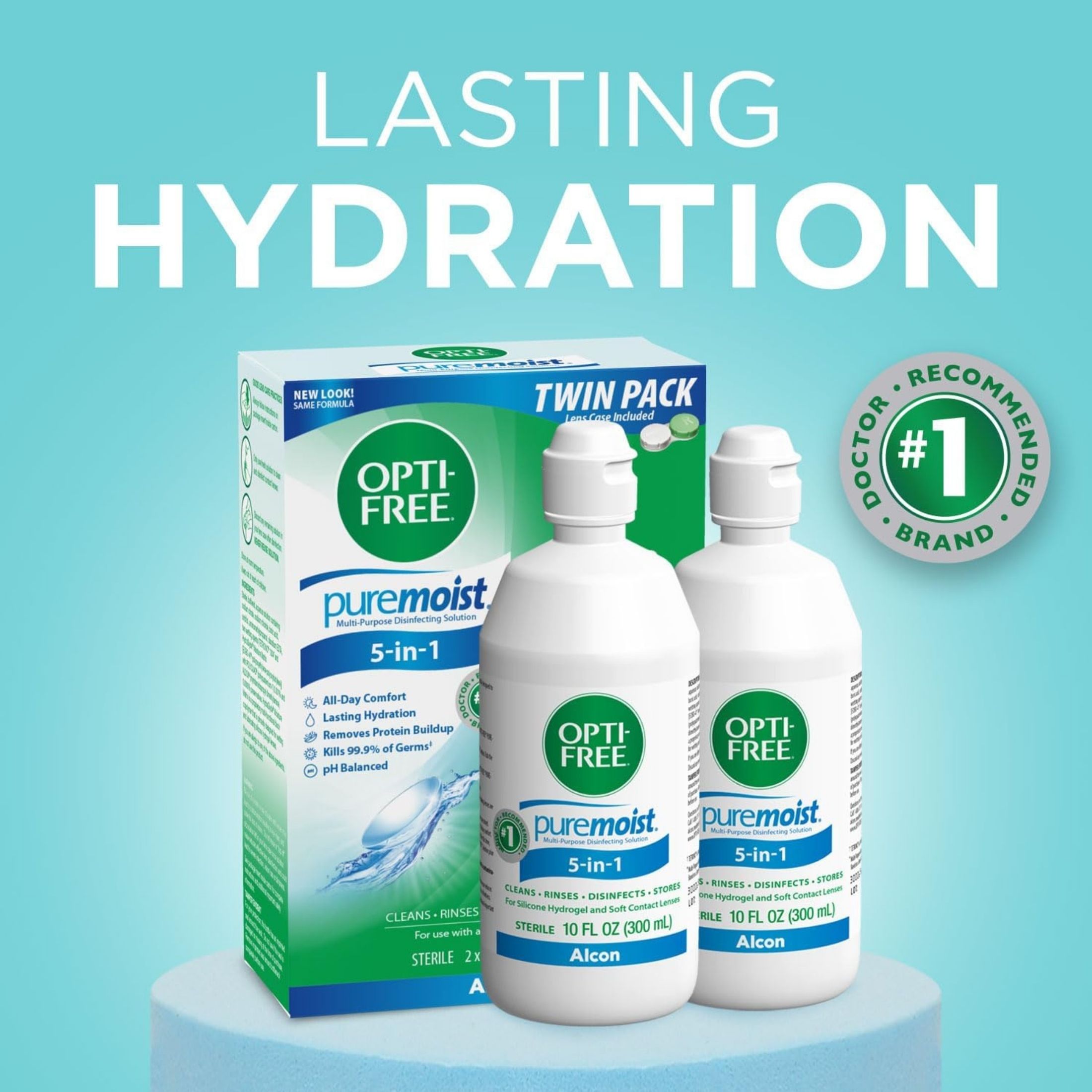 Opti-Free Multi Purpose Disinfection Solution, Puremoist, Twin Pack