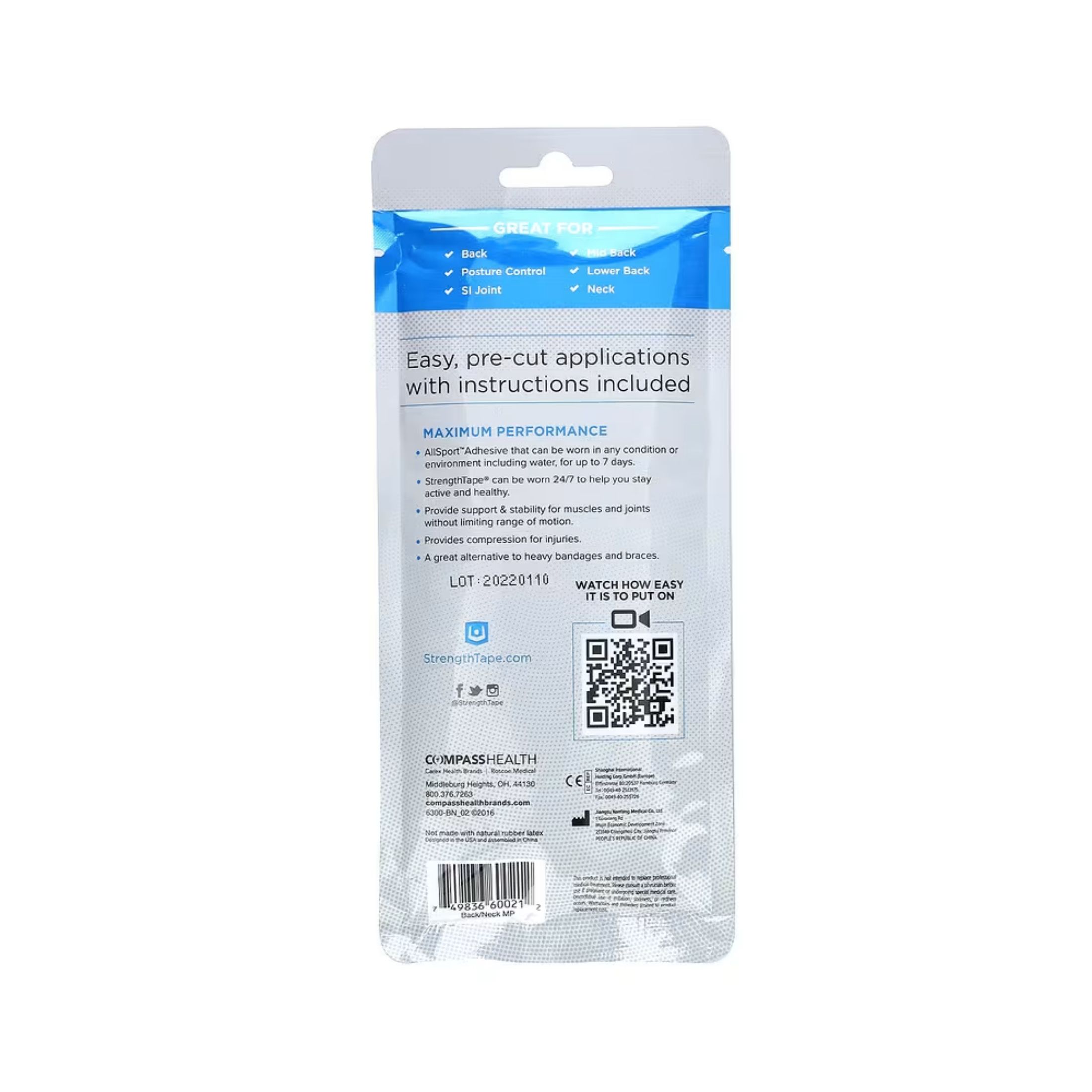 StrengthTape Kinesiology Kit - Back & Neck