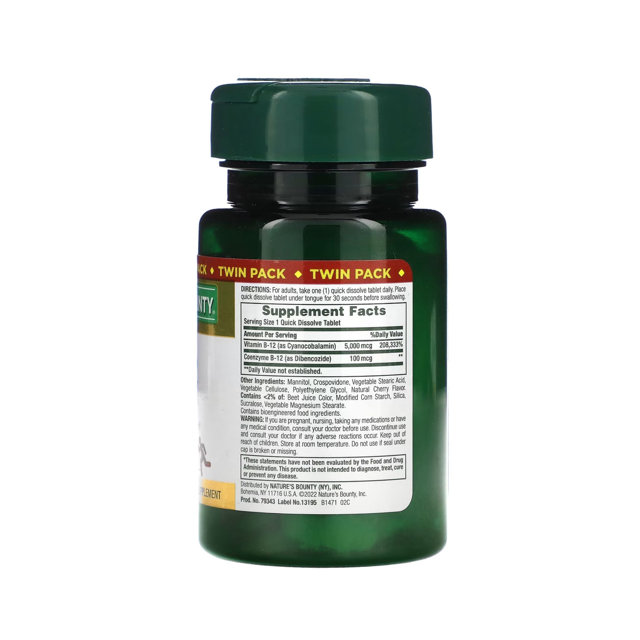 Nature's Bounty Vitamin B-12 5000 Mcg Quick Dissolve Tablets, Natural Cherry Flavor