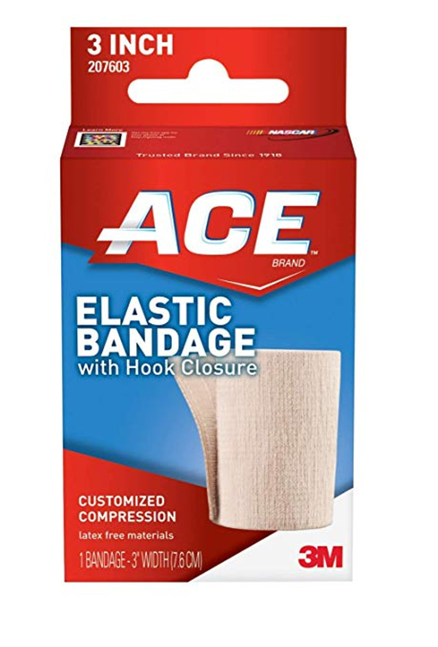 ACE Elastic Bandage, With Hook Closure, 3 Inch Width
