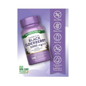 Nature's Truth Sambucus Black Elderberry, 1,000 Mg, 100 Quick Release Capsules