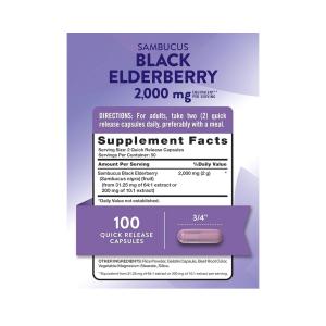 Nature's Truth Sambucus Black Elderberry, 1,000 Mg, 100 Quick Release Capsules