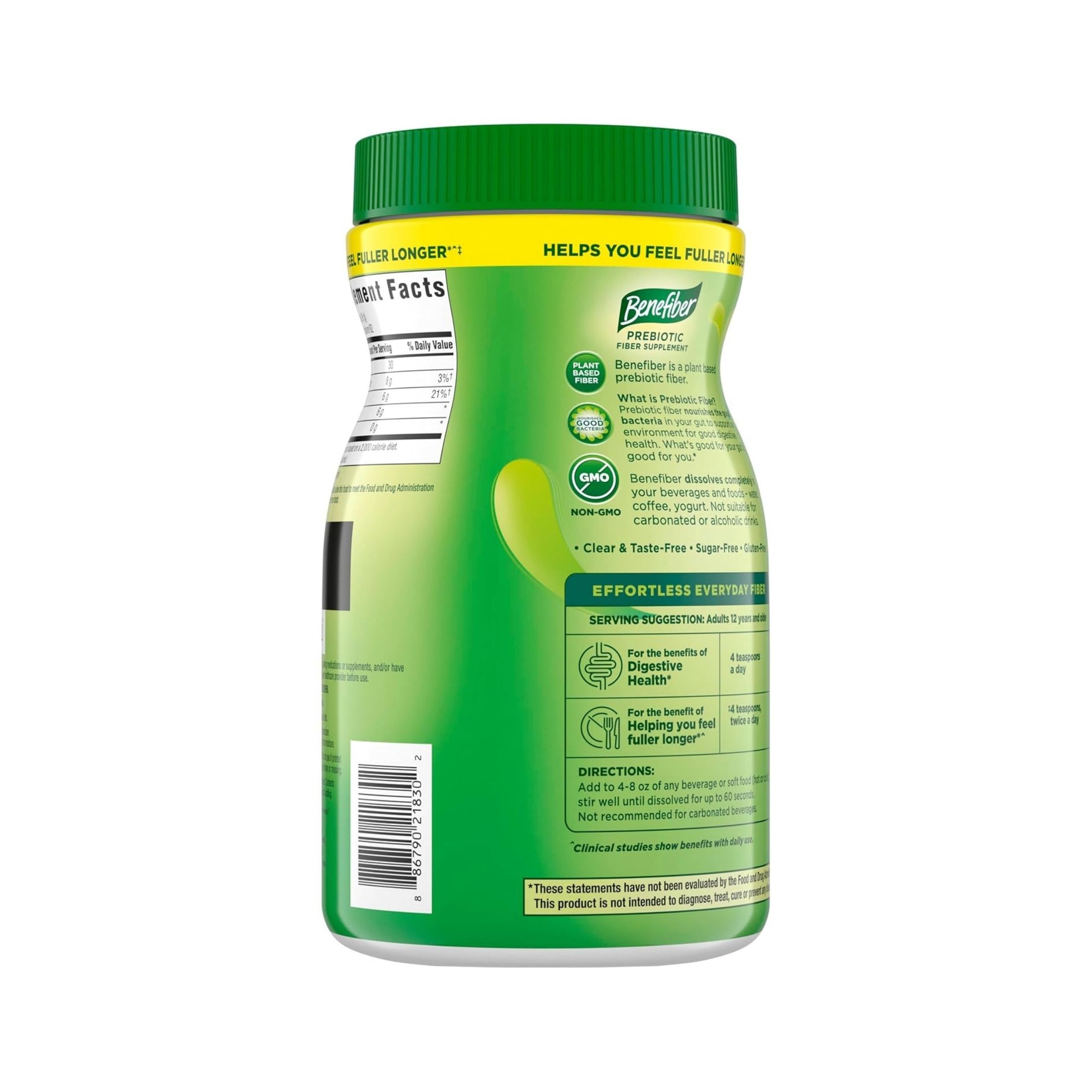 Benefiber Daily Prebiotic Dietary Fiber Supplement Powder, Unflavored, 125 Servings