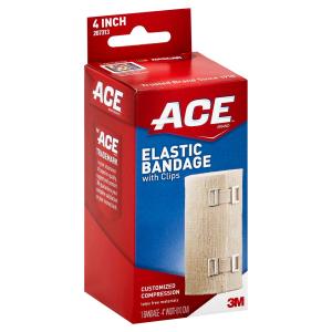 ACE 3M 207313 Brand Elastic Bandage W/clips, 4 In