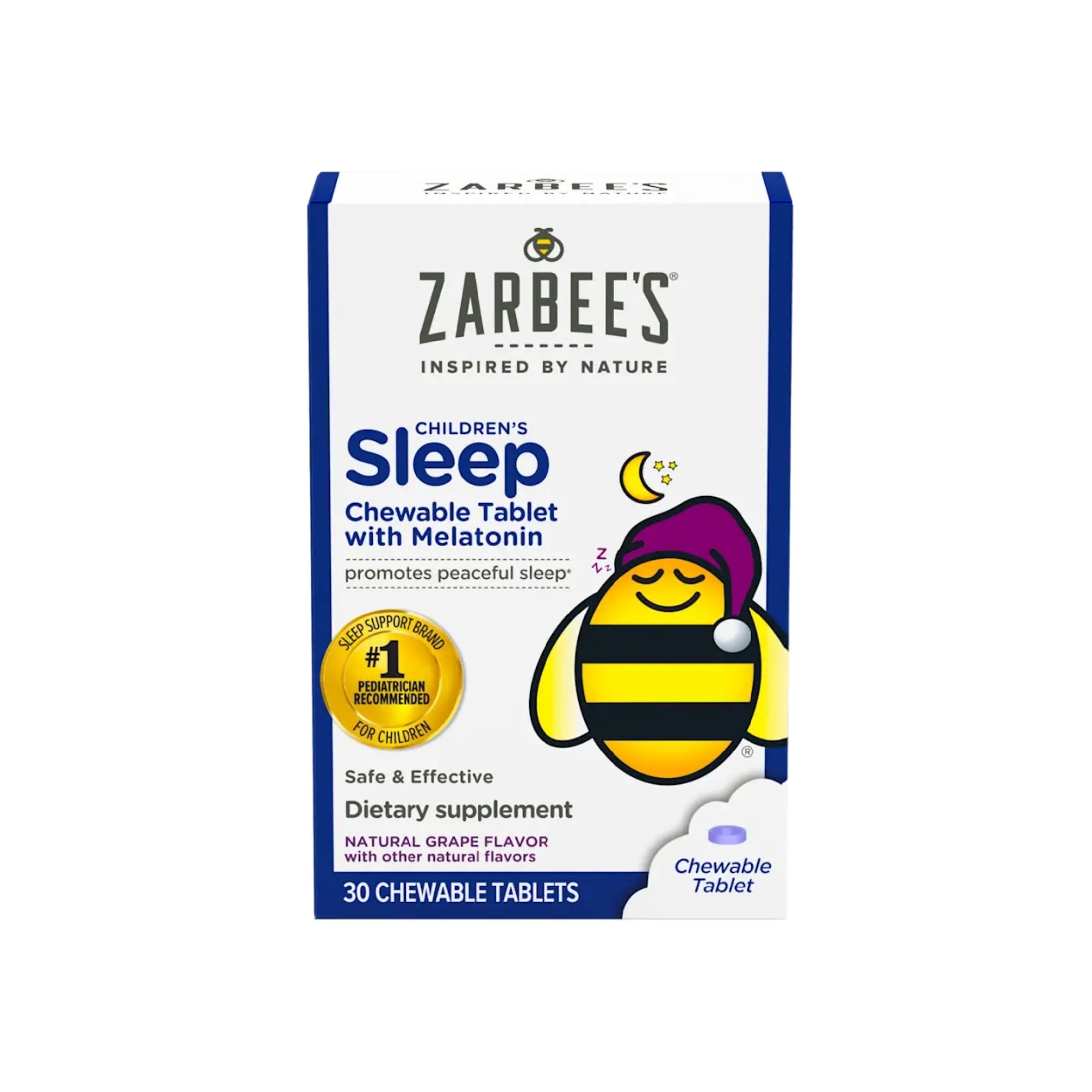 Zarbee's Naturals Children’s Sleep Chewable Tablet With Melatonin Grape Flavor 30 Tablets