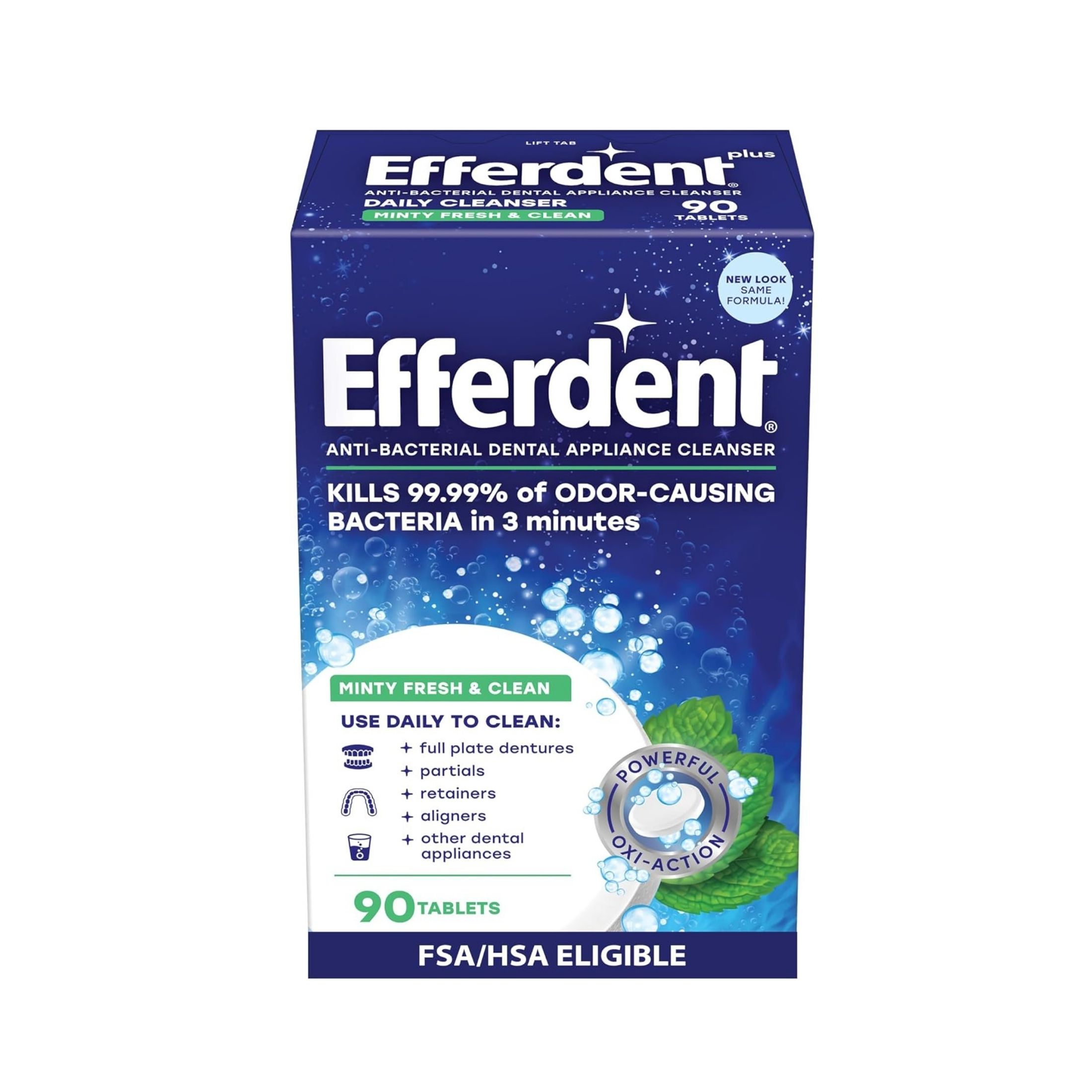 Efferdent Denture Cleanser, Anti-Bacterial, Plus Mint, Tablets, Value Pack