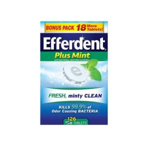 Efferdent Plus Mint Anti-Bacterial Denture Cleanser Fresh, Minty Clean Tablets - 126 Ea