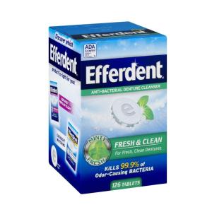 Efferdent Plus Mint Anti-Bacterial Denture Cleanser Fresh, Minty Clean Tablets - 126 Ea