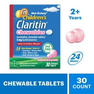 Claritin Loratadine, Bubble Gum Flavored, 5 Mg, Children's, Chewable Tablets