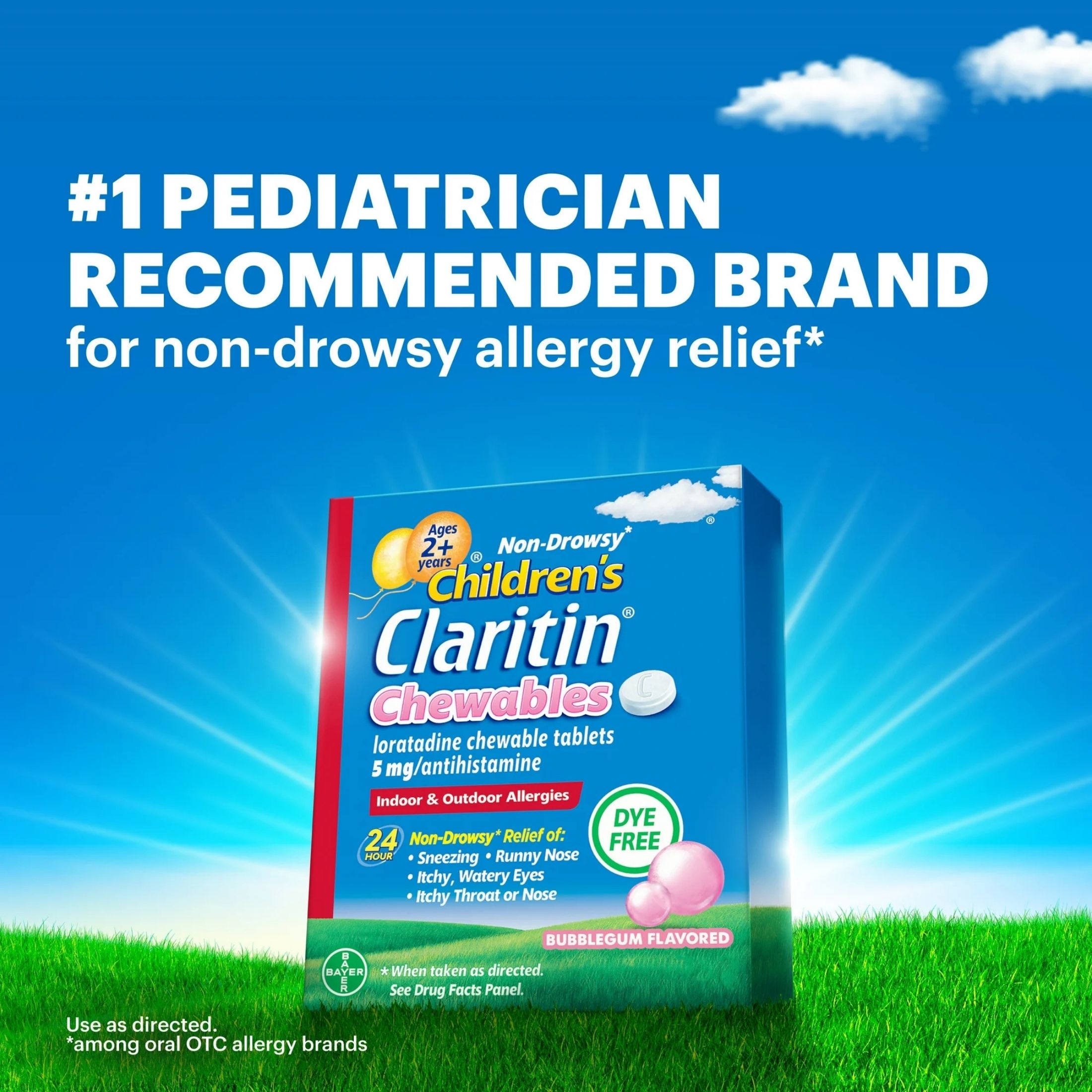 Claritin Loratadine, Bubble Gum Flavored, 5 Mg, Children's, Chewable Tablets