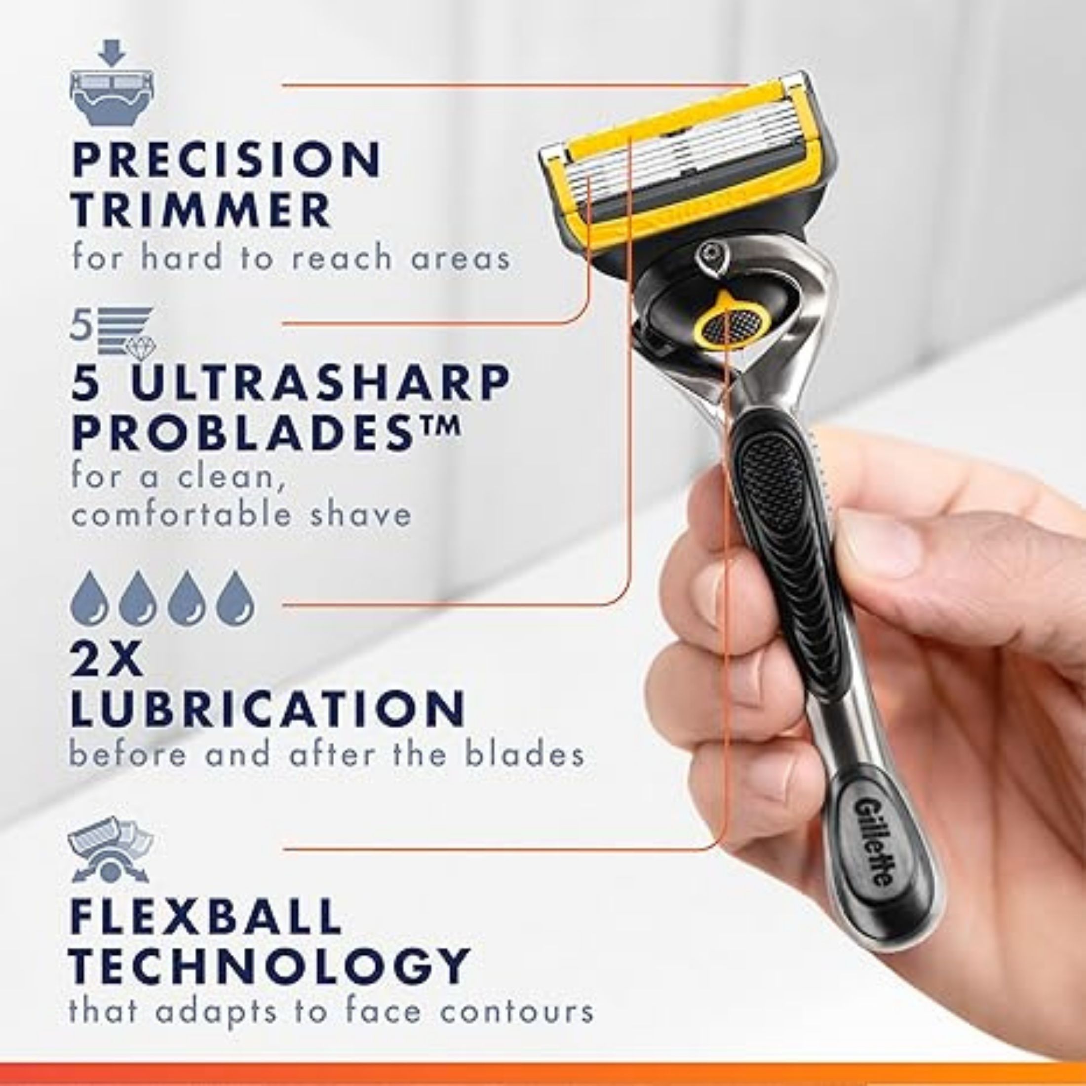 Gillette Pro Glide Shield Razor For Men, Handle + 1 Blade Refill