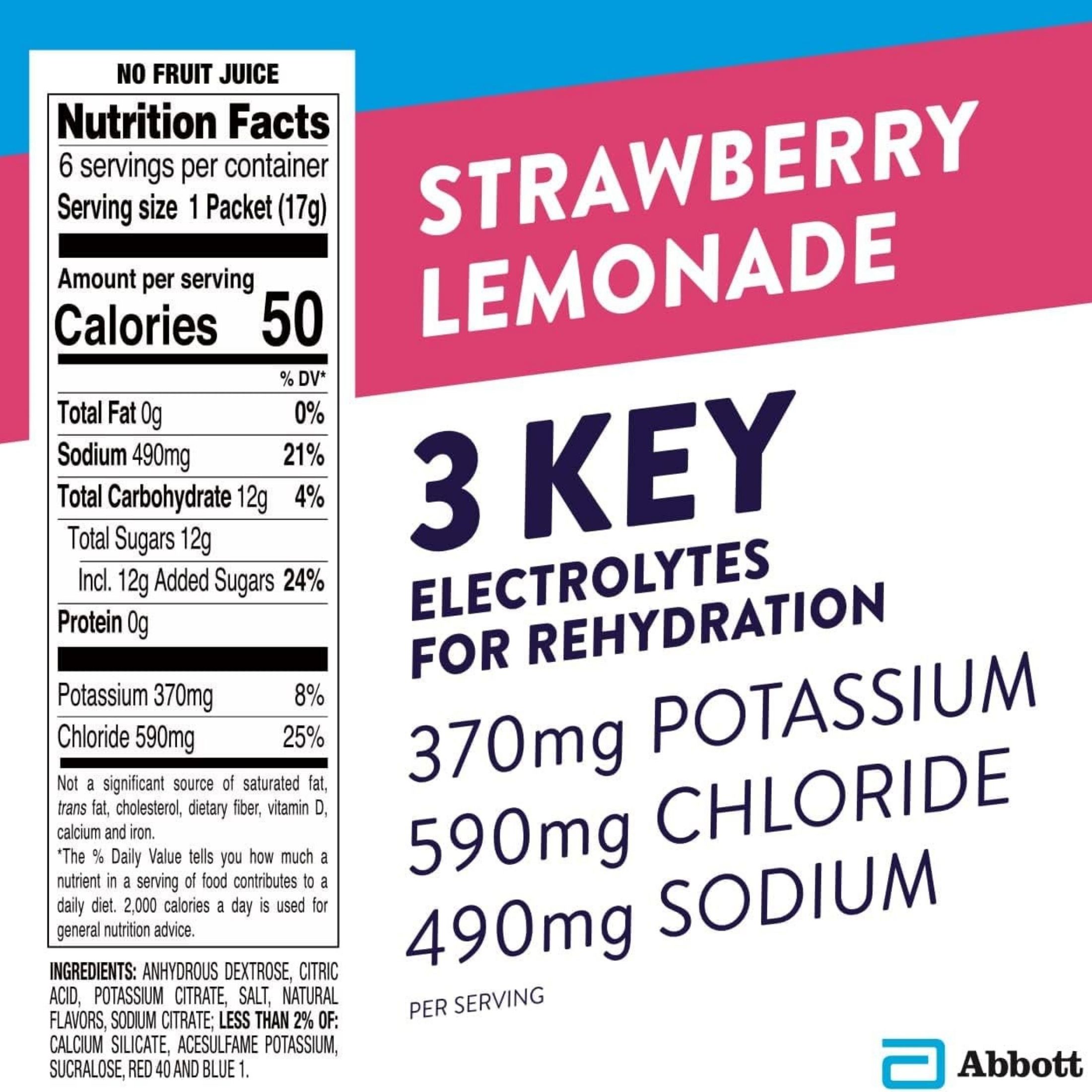 Pedialyte Strawberry Lemonade Electrolyte Powder 6-0.6 Oz Packets