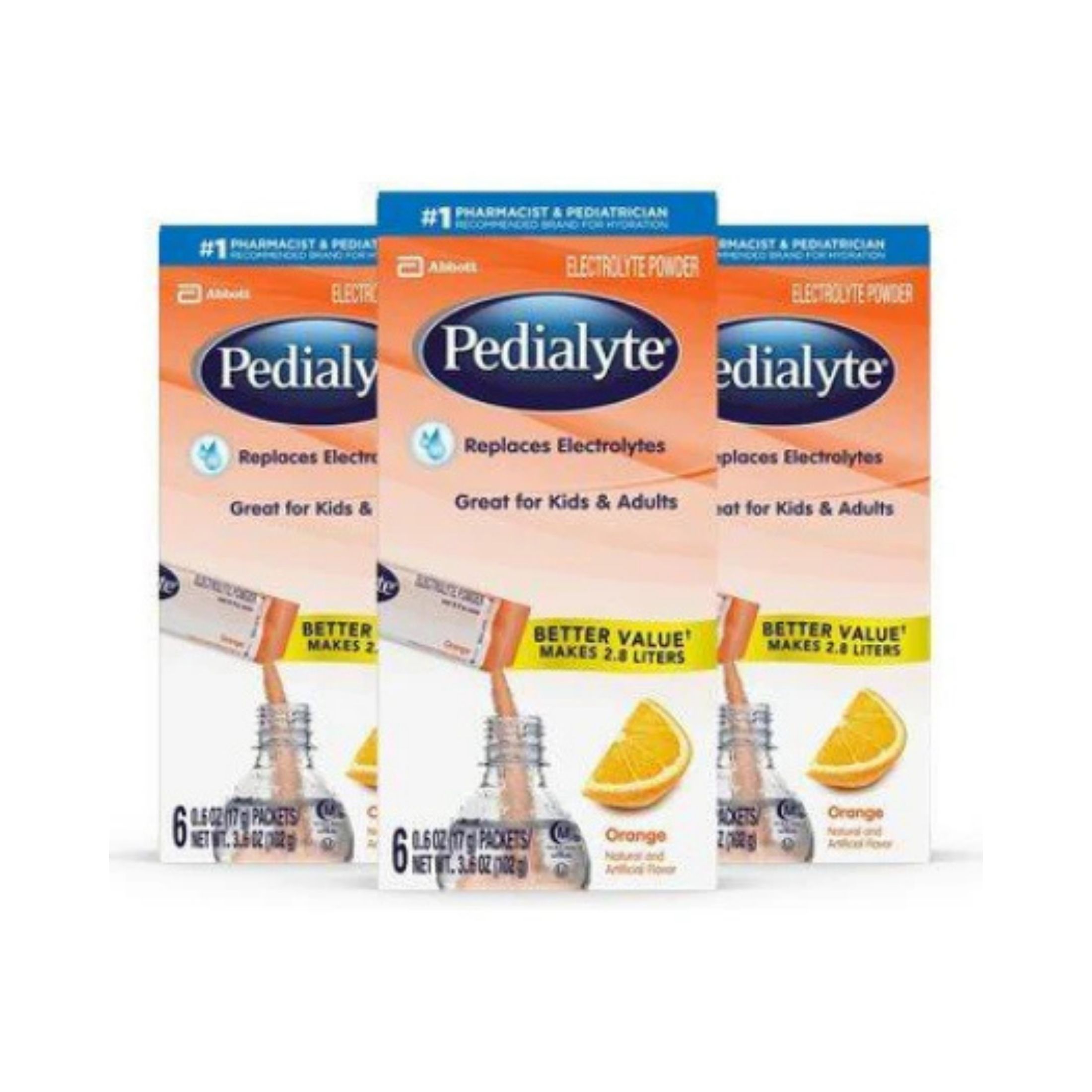 Pedialyte Orange Electrolyte Powder 6 - 0.6 Oz Packets