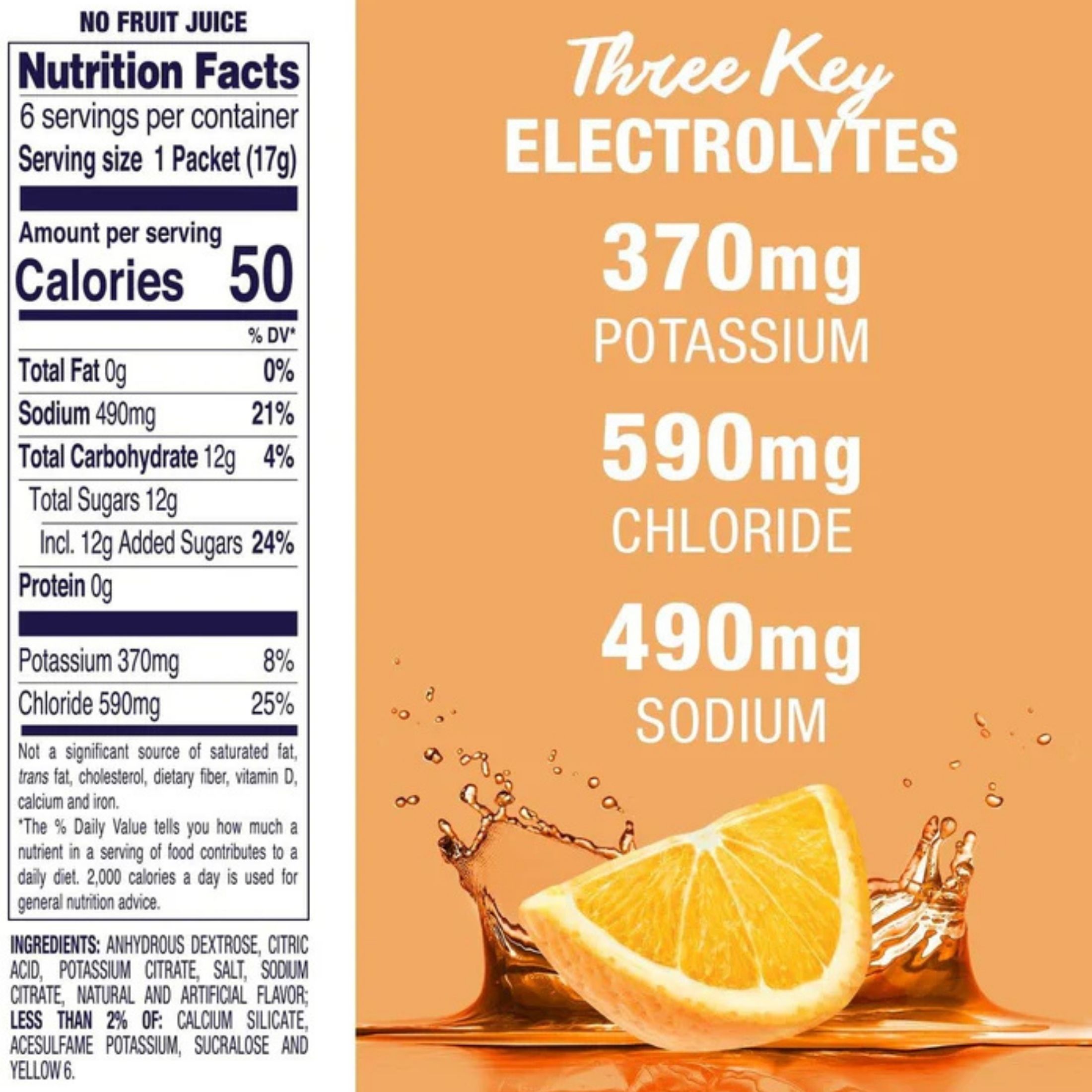 Pedialyte Orange Electrolyte Powder 6 - 0.6 Oz Packets