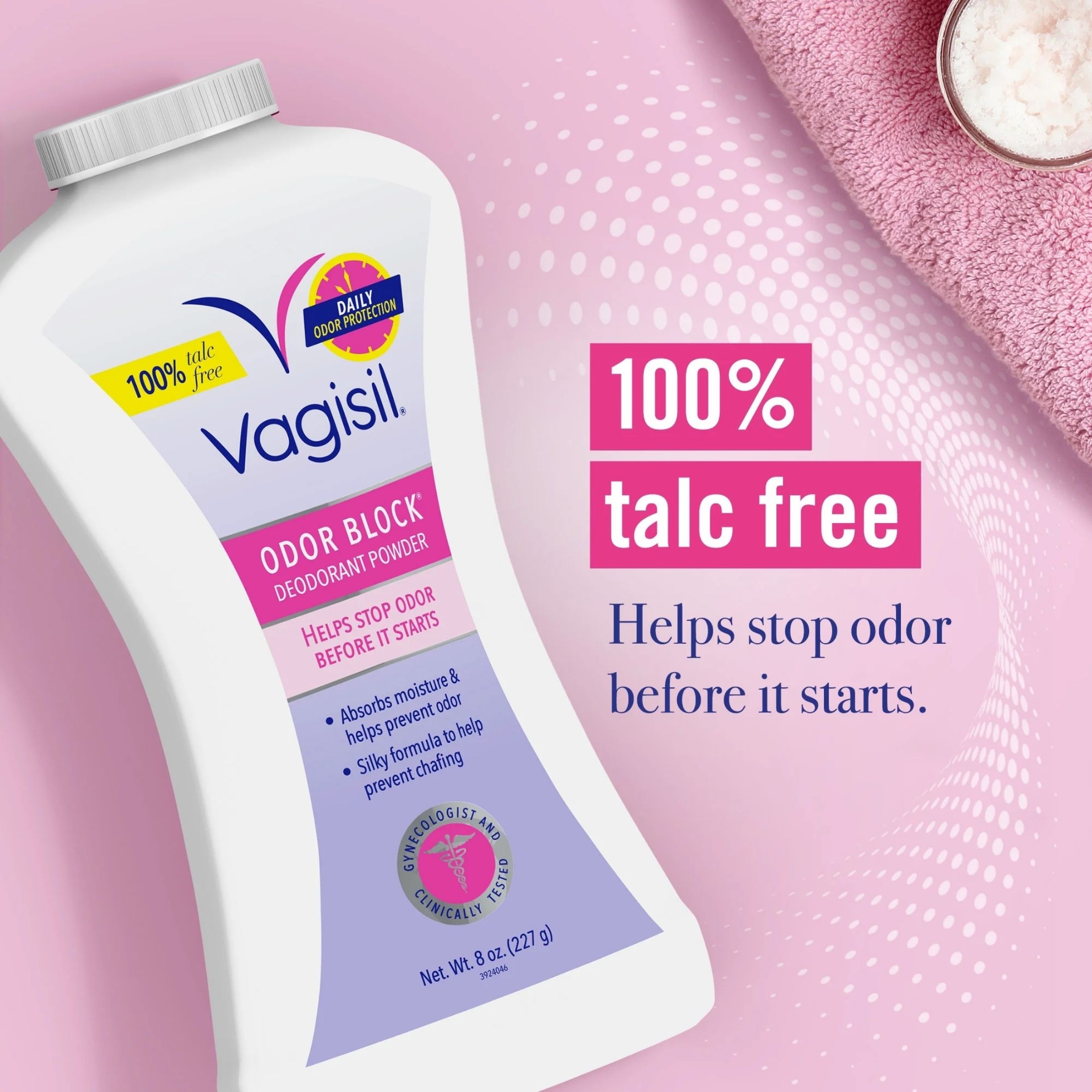 Vagisil Daily Intimate Deodorant Powder, With Patented Odor Block Protection And 100% Talc-Free, 8 Ounce
