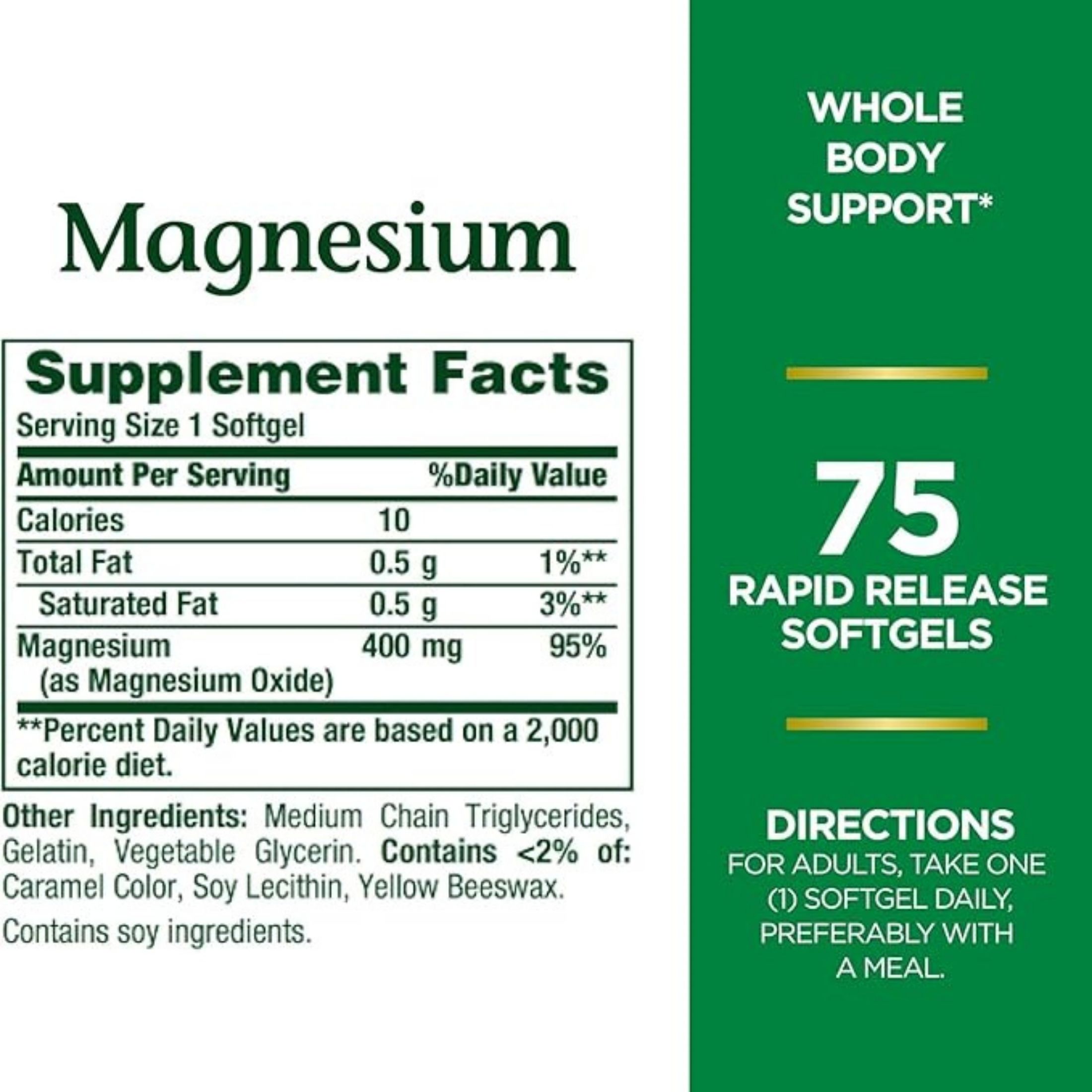 Nature's Bounty Rapid Release Softgels 400 Mg Magnesium