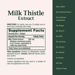 Nature's Bounty Herbal Health Milk Thistle Softgels, 1,000 Mg