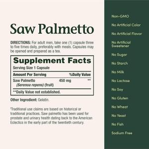 Nature's Bounty Saw Palmetto 450 Mg Herbal Supplement Capsules