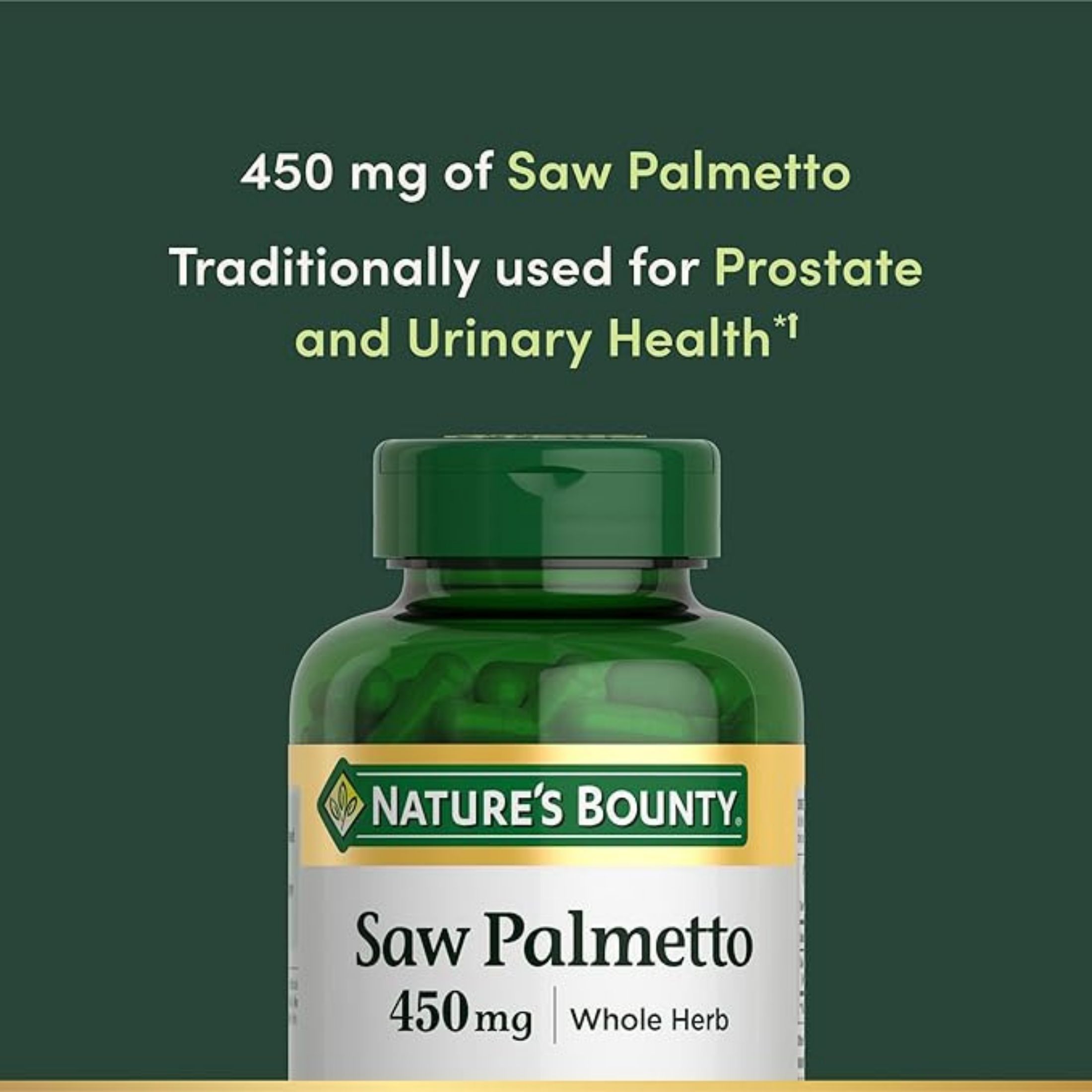 Nature's Bounty Saw Palmetto 450 Mg Herbal Supplement Capsules