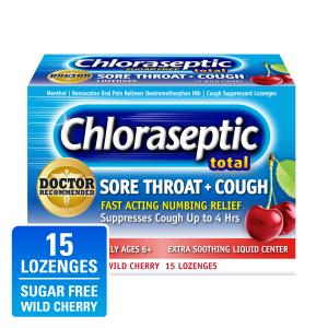 Chloraseptic Wild Cherry Total Sugar Free Sore Throat + Cough Lozenges