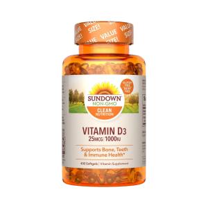 Sundown Naturals Vitamin D3, 25 Mcg, Softgels, Value Size