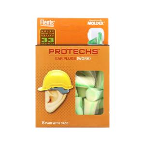 Flents Protechs Work Ear Plugs - 8 Pair With Case