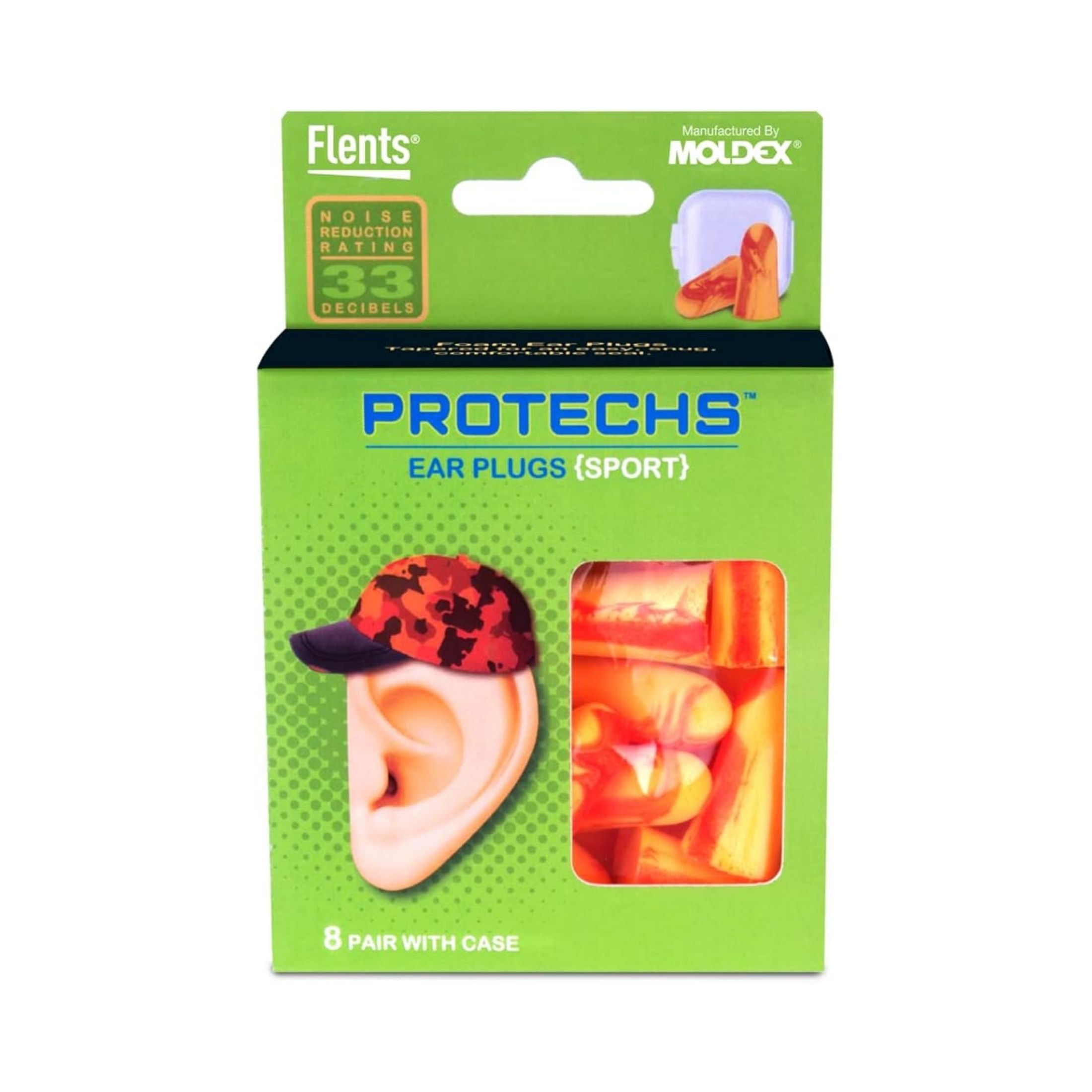 Flents Ear Plugs Protechs Foam Sport With Case, 8 Pair