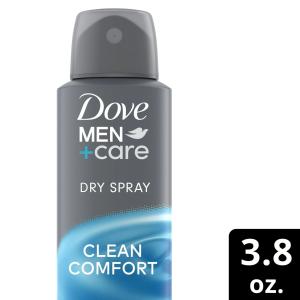 Dove Men Plus Care Clean Comfort 72-Hour Antiperspirant Deodorant Dry Spray, 3.8 Oz
