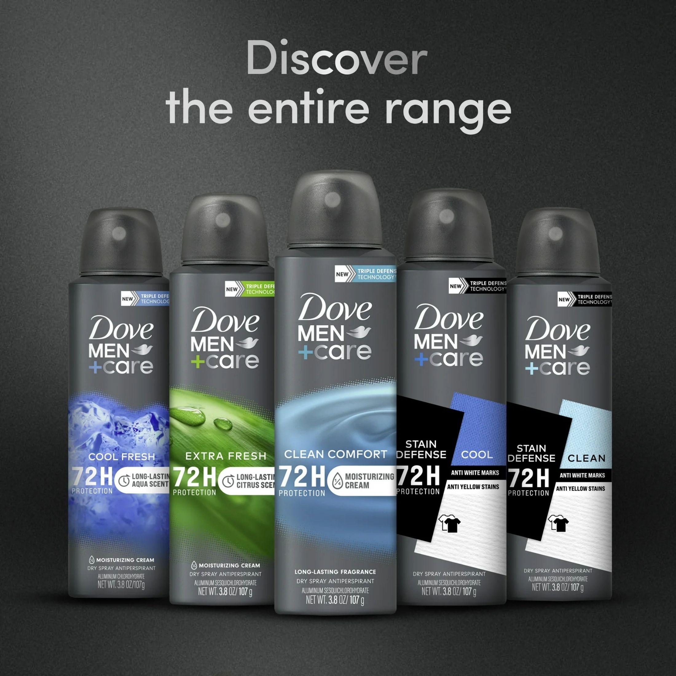 Dove Men Plus Care Clean Comfort 72-Hour Antiperspirant Deodorant Dry Spray, 3.8 Oz