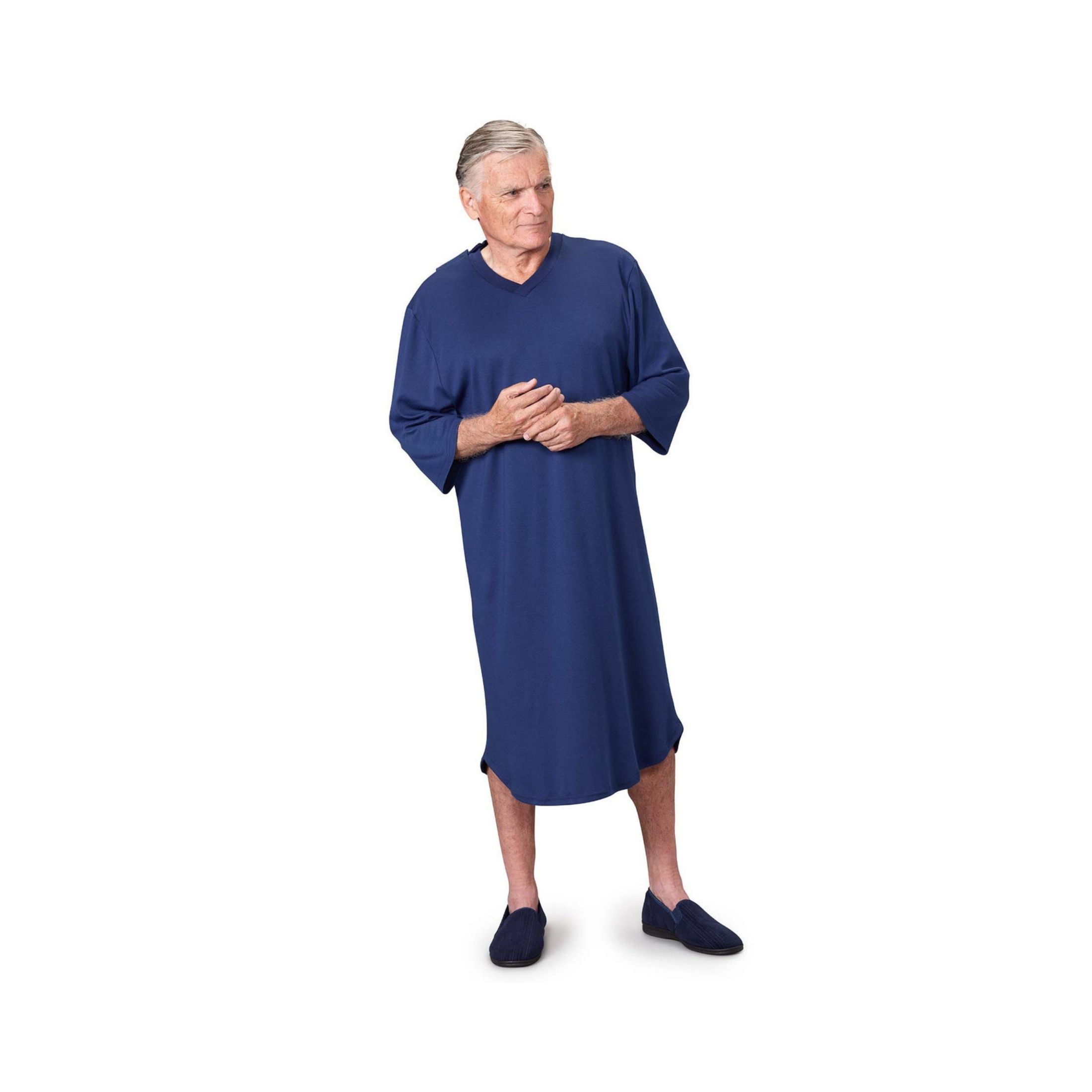Silverts Men's Antimicrobial Open Back Hospital Gowns Navy