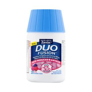 Duo Fusion Acid Reducer + Antacid, Chewable Tablets, Berry