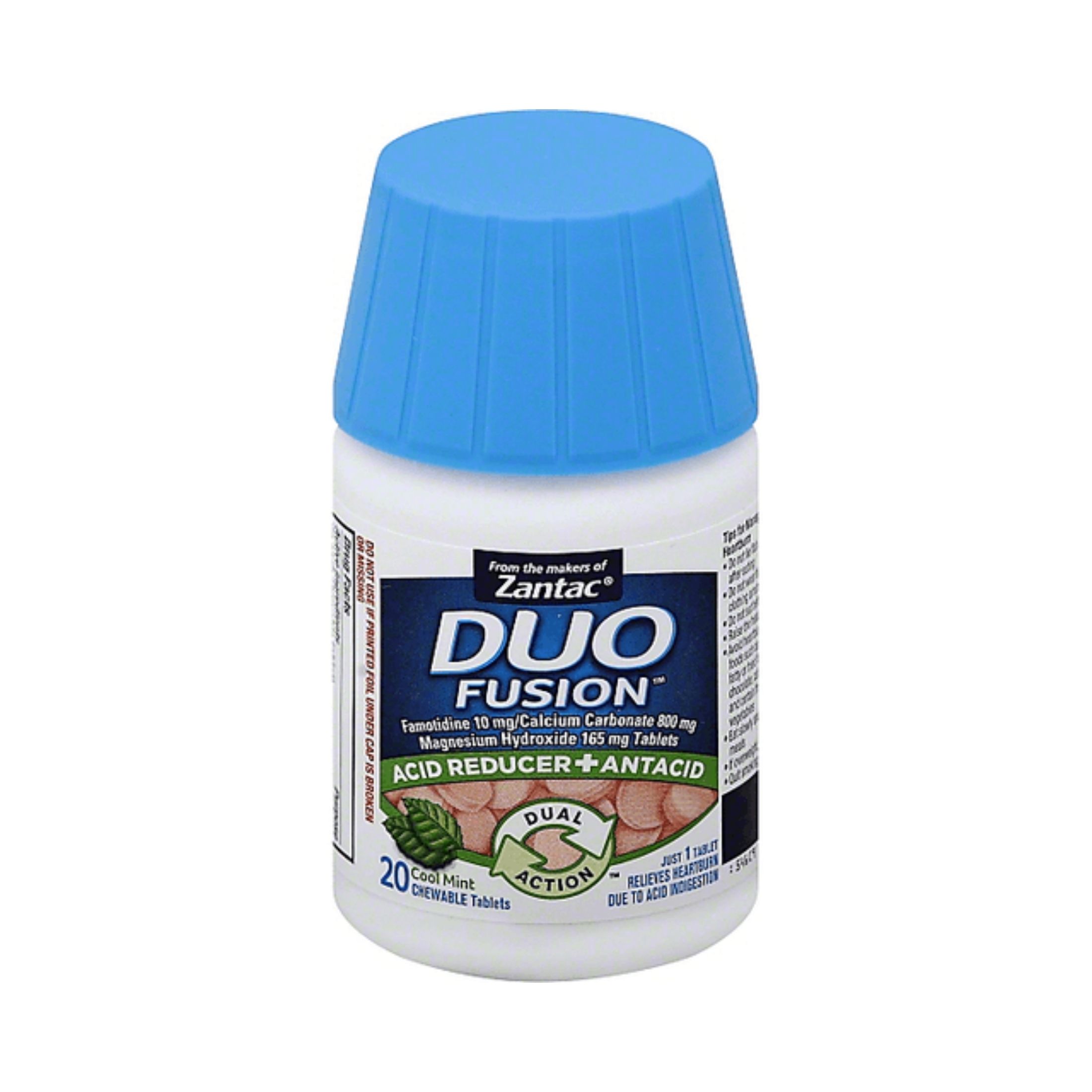 Zantac Duo Fusion Acid Reducer + Antacid, Chewable Tablets, Cool Mint