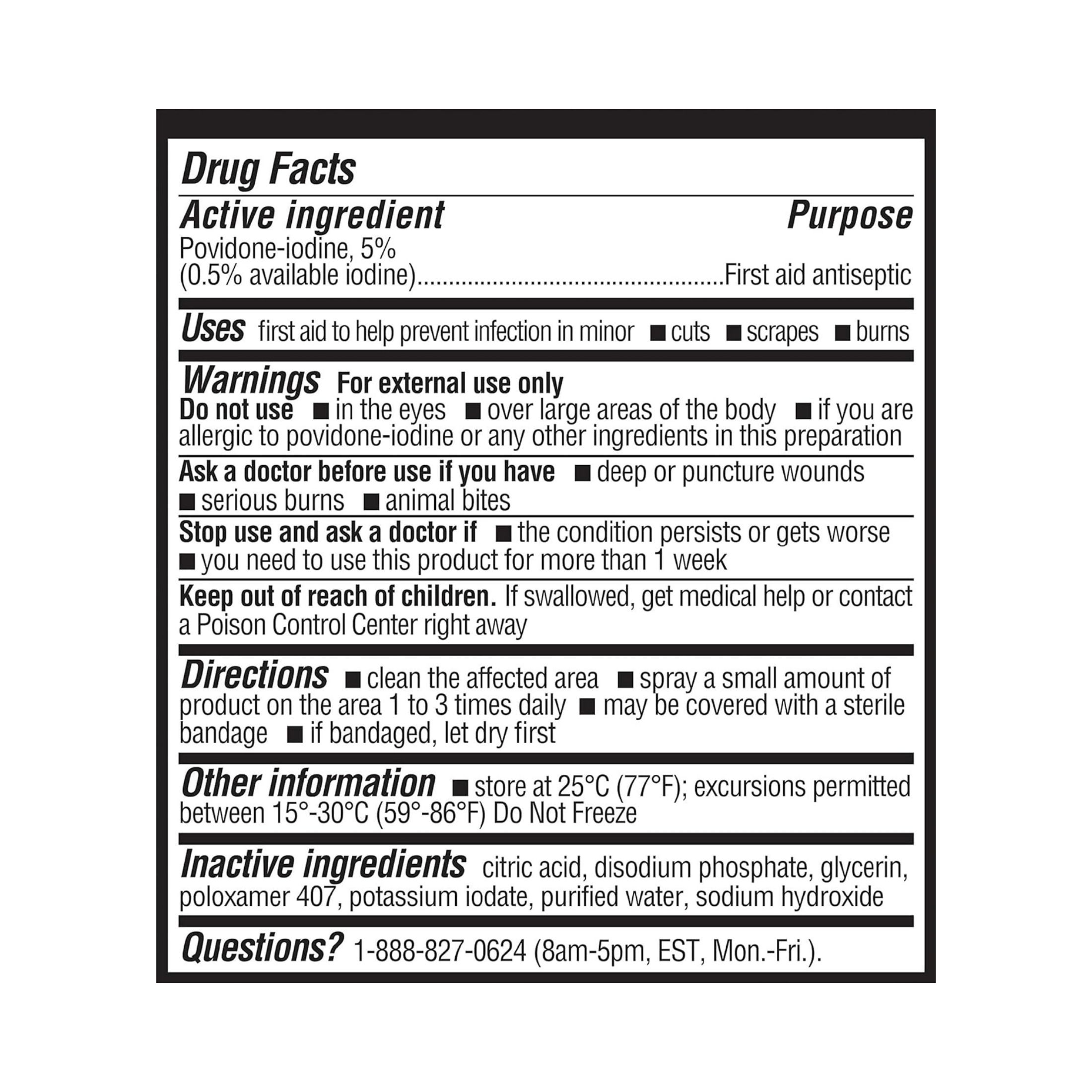 Betadine Antiseptic First Aid Spray, Povidone-Iodine 5