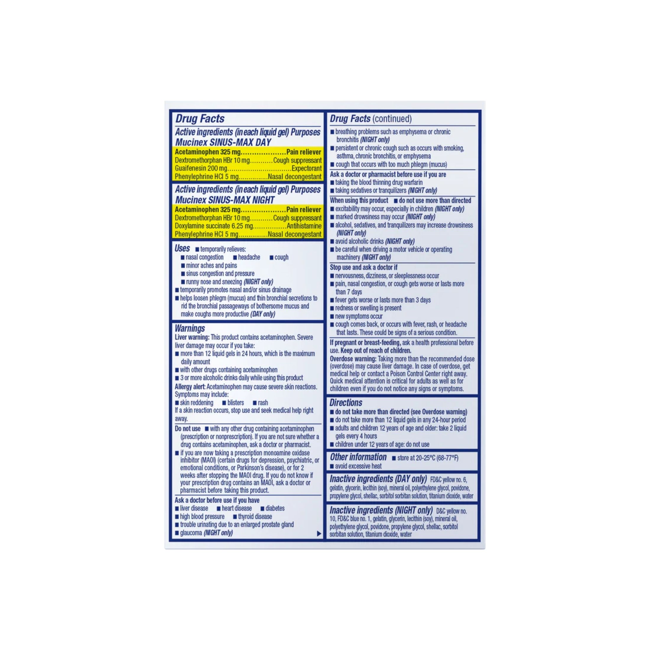 Mucinex Sinus-Max Day And Night Liquid Gels, 24CT