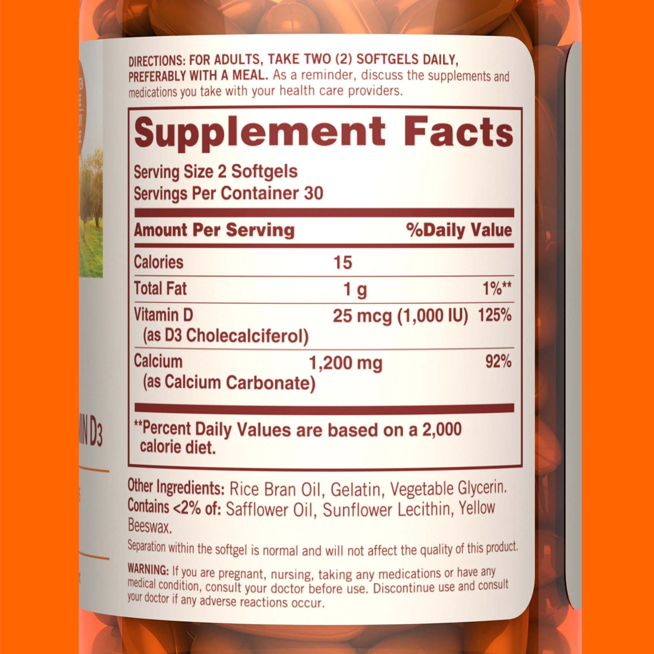 Sundown Naturals Calcium Plus Vitamin D3 1200 Mg Softgels