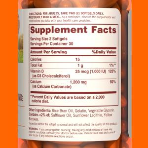 Sundown Naturals Calcium Plus Vitamin D3 1200 Mg Softgels